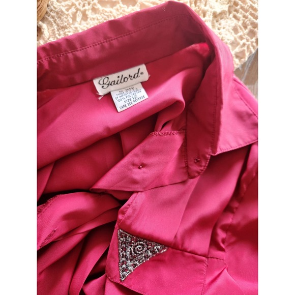 Vintage 1980's Gailord Women's Button Up Magenta Shirt - Picture 4 of 6